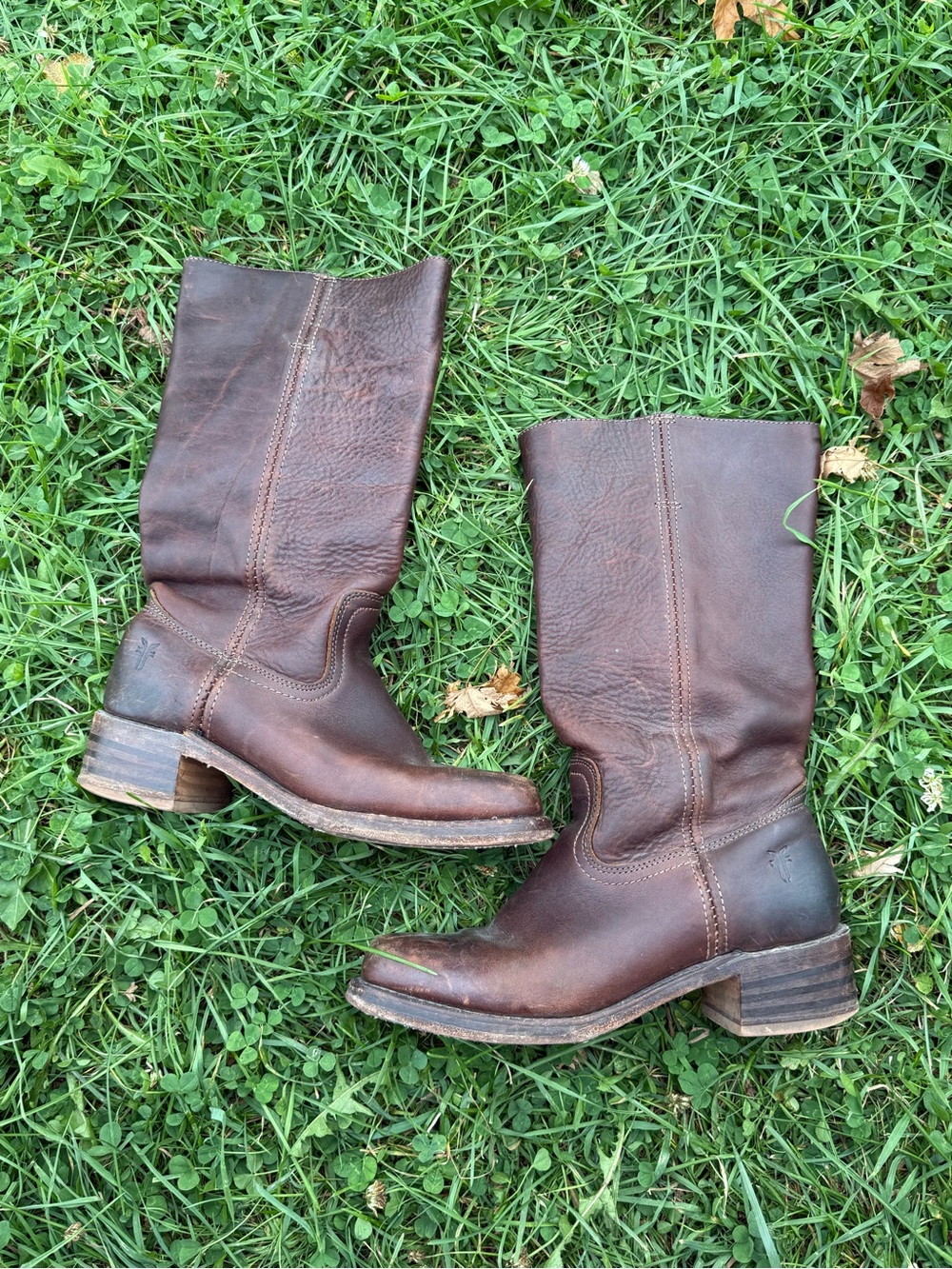Frye campus oiled leather Brown Leather Mid-Calf Combat/Moto Boots